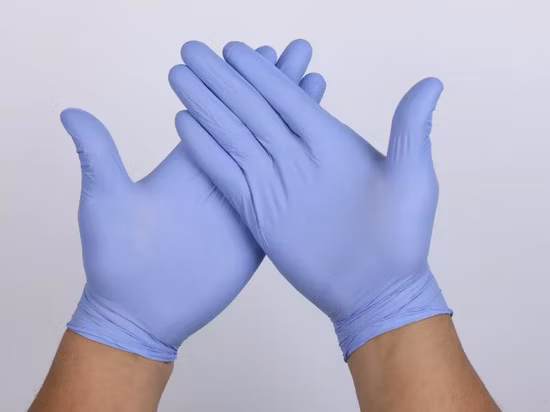 의료 공급 분말 무료 의료 일회용 파란색 검사 니트릴 장갑 시험 장갑